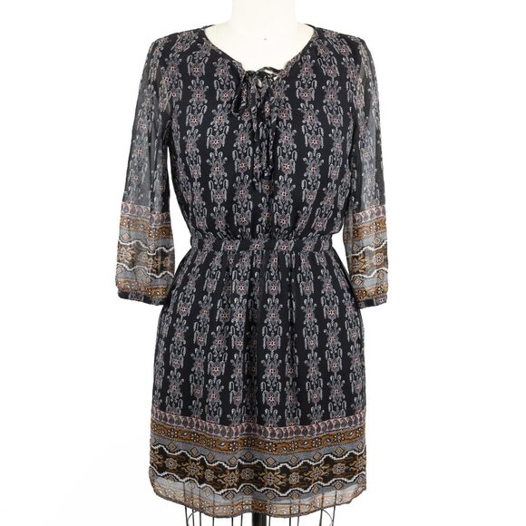 Madewell Lace Up Dress Burnished Floral Boho Peasant Dress Black 00 - Picture 1 of 8